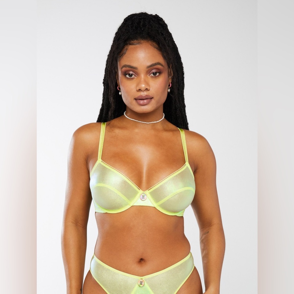 NWT Savage x Fenty X-Ray Vision Unlined Demi Bra - Space Age Foil - 36B